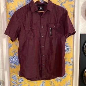 ROCK & REPUBLIC shirt sleeve button down shirt with zipper front pocket L
